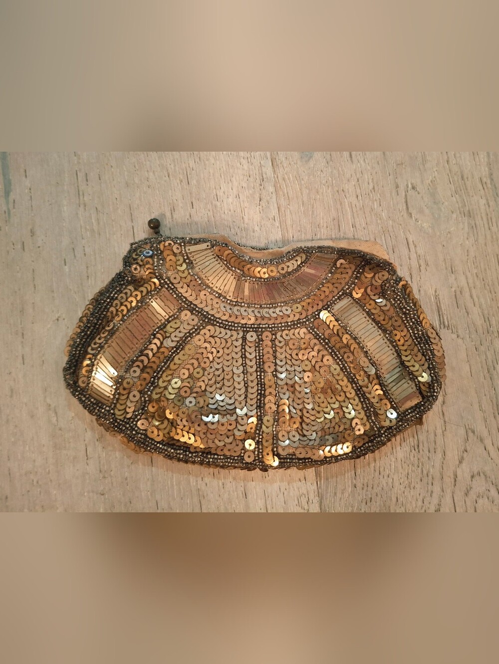 Vintage 1930s Gold Sequin Beaded Evening Clutch